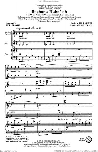 Bashana Haba'ah (arr. John Leavitt)