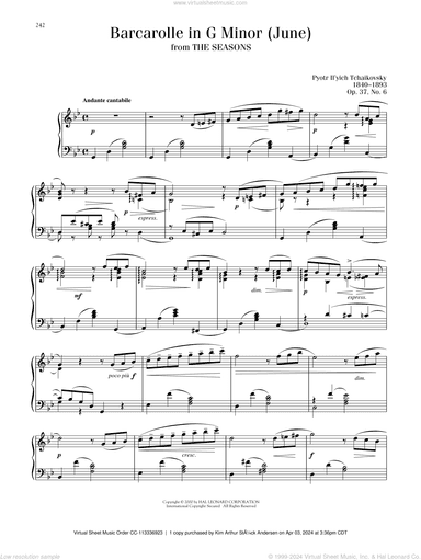 June: Barcarolle, Op. 37a/b