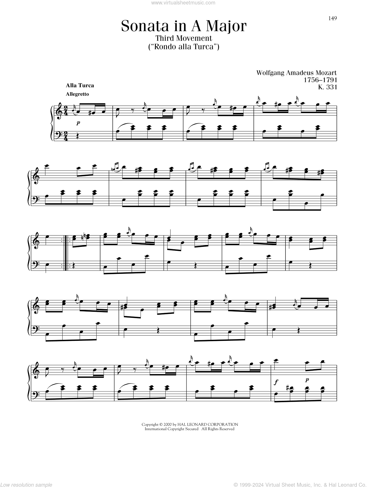 Rondo: Allegretto (Alla Turca), K. 331