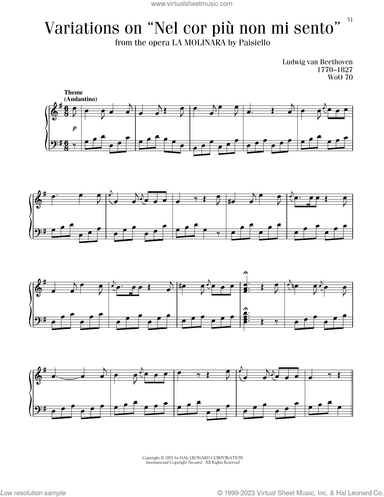Six Variations On "Nel Cor Piu Non Mi Sento"