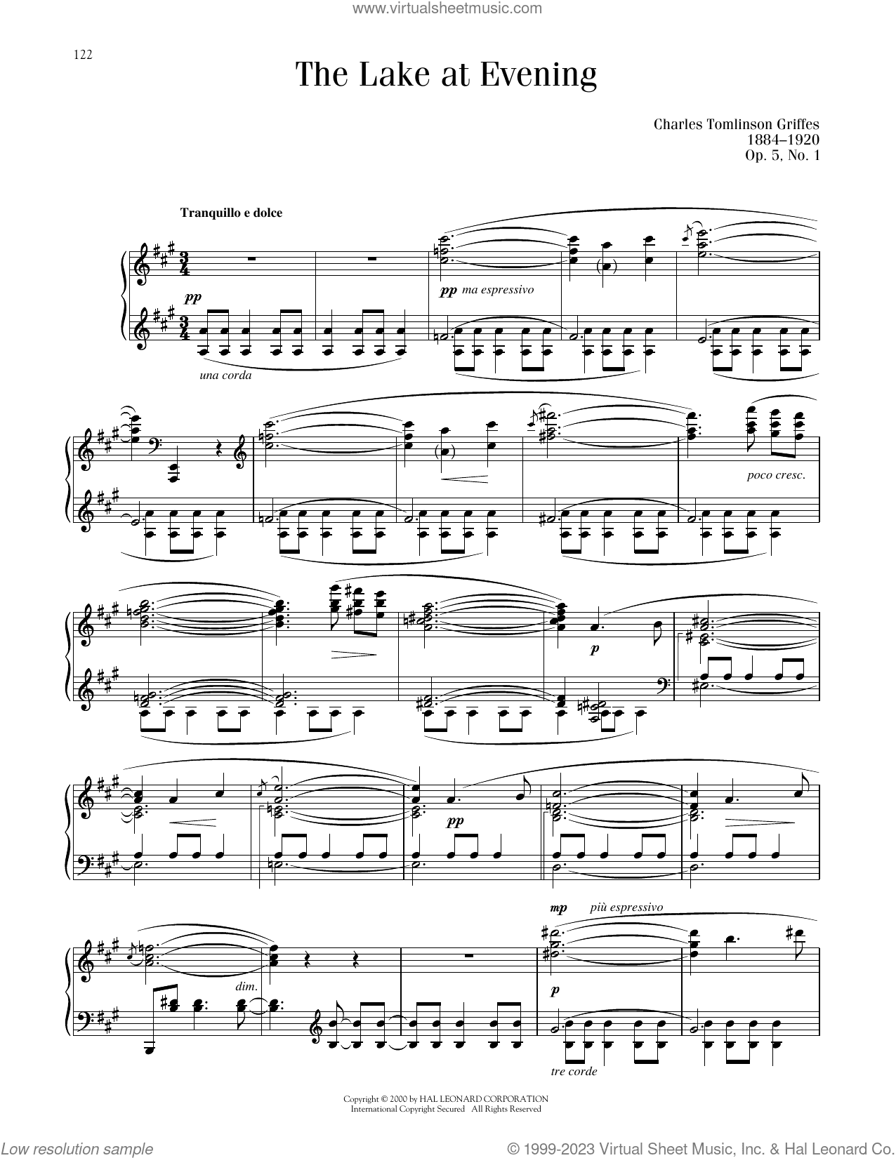 Lake At Evening Op. 5, No. 1