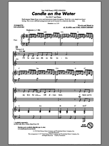 Candle On The Water (from Pete's Dragon) (arr. Ed Lojeski)