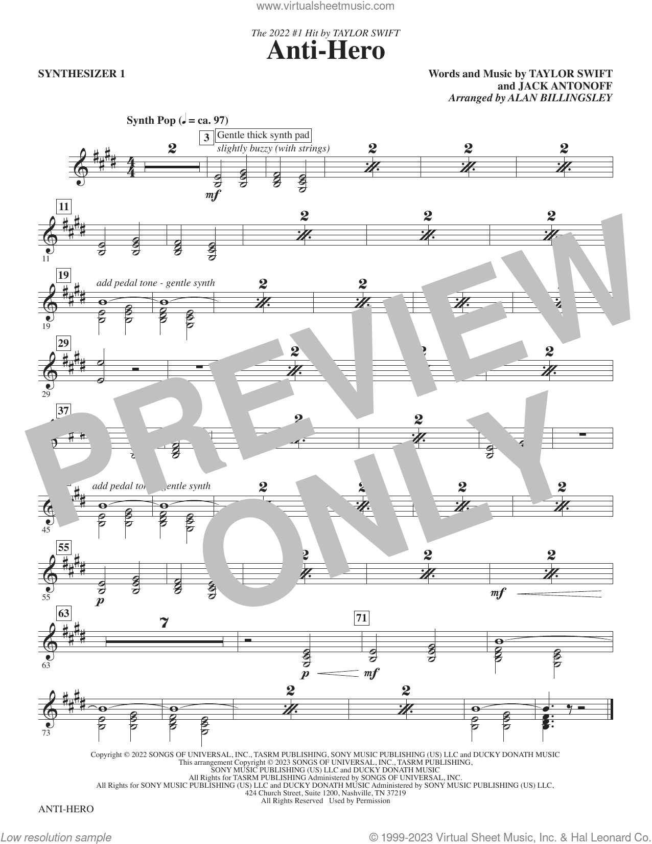 Anti-Hero (arr. Alan Billingsley) (complete set of parts)