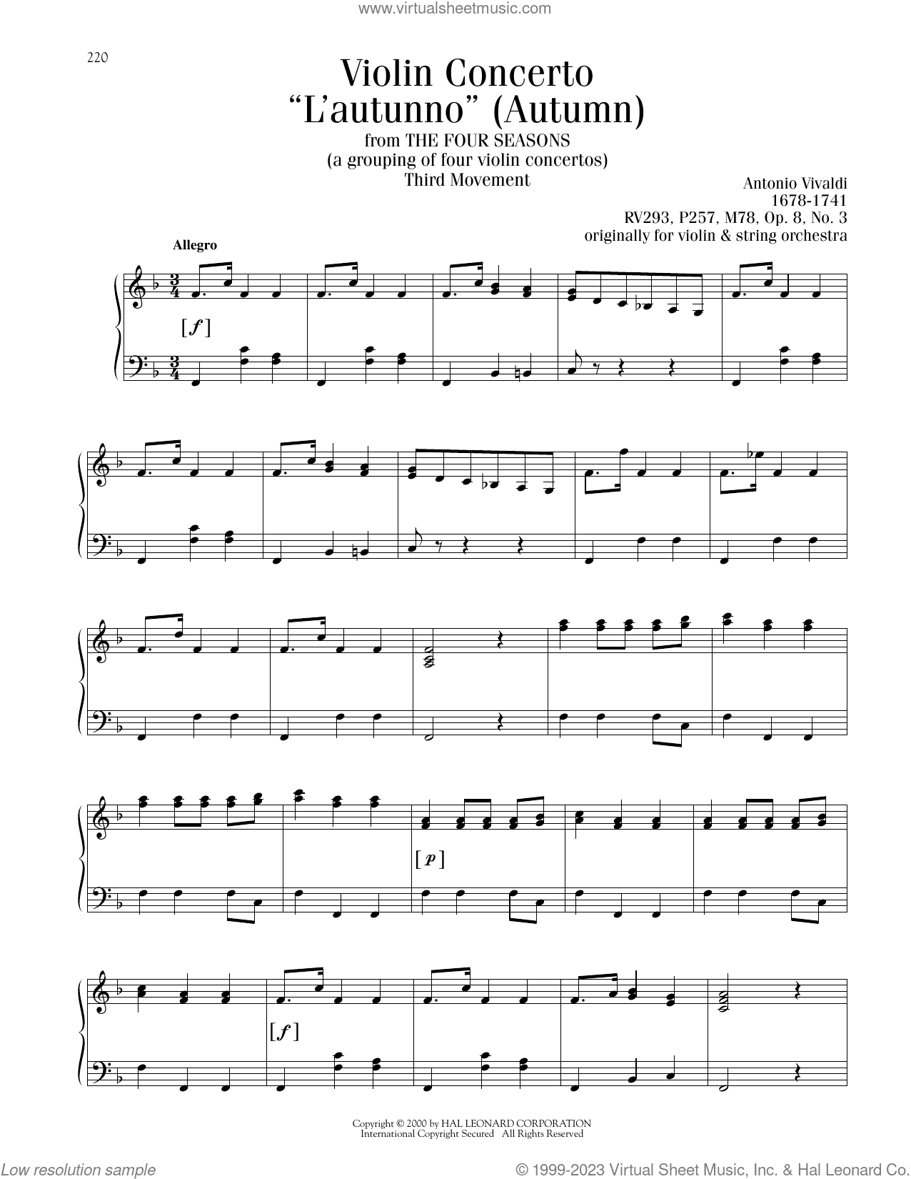 The Four Seasons ("Autumn"), Third Movement Excerpt