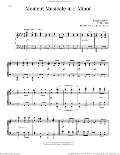 Moment Musical In F Minor, Op. 94, No. 5