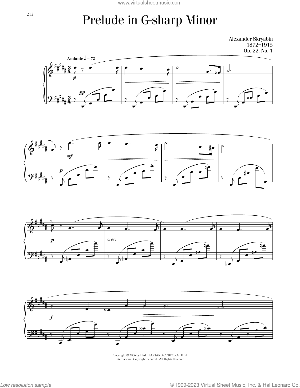 Prelude In G-Sharp Minor, Op. 22, No. 1