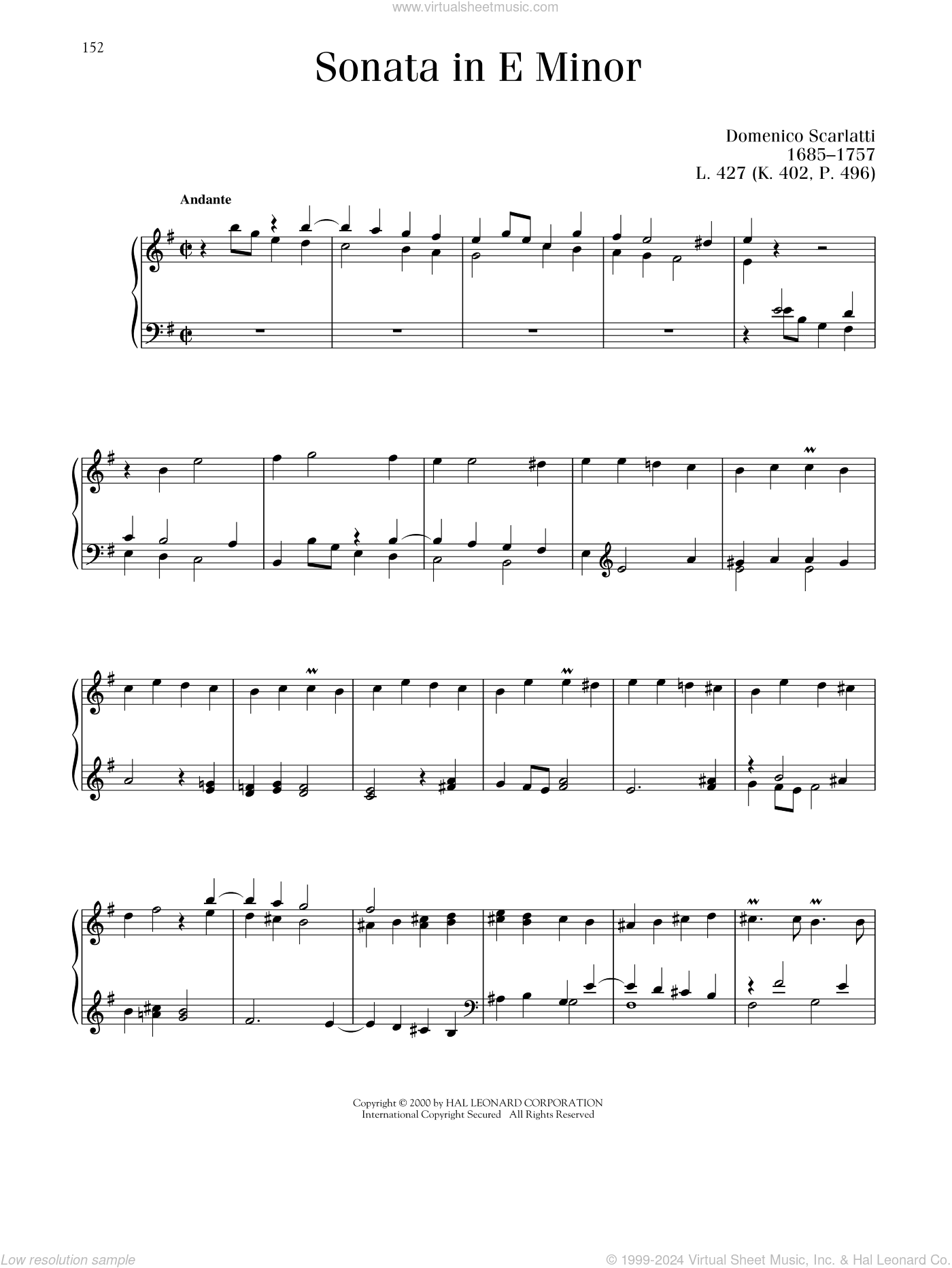 Sonata In E Minor, K. 402