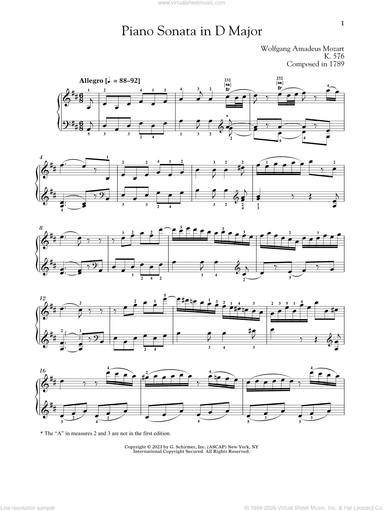 Piano Sonata In D Major, K. 576