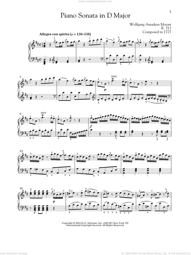 Piano Sonata In D Major, K. 311