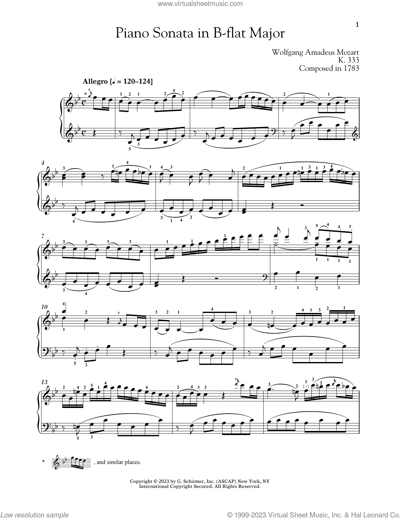 Piano Sonata In B-flat Major, K. 333