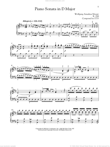 Piano Sonata In D Major, K. 284