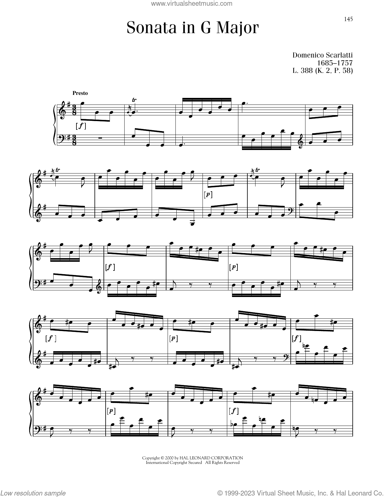 Sonata In G Major, L. 388