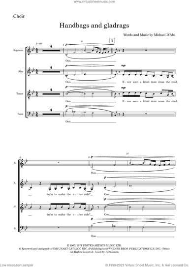 Handbags and Gladrags (arr. Tim Allen) (COMPLETE)