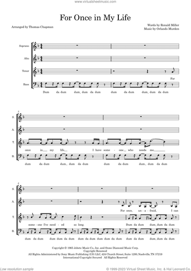 For Once In My Life (arr. Thomas Chapman)