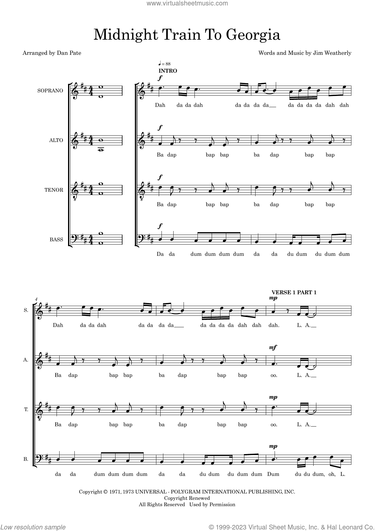 Midnight Train To Georgia (arr. Dan Pate)