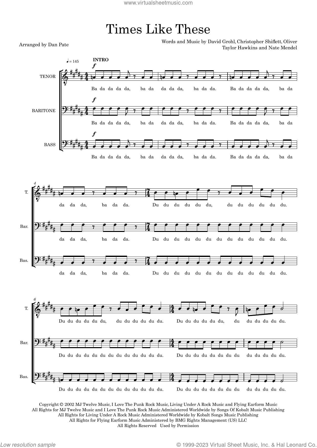 Times Like These (arr. Dan Pate)