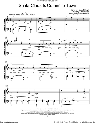 Santa Claus Is Comin' To Town (arr. Phillip Keveren)