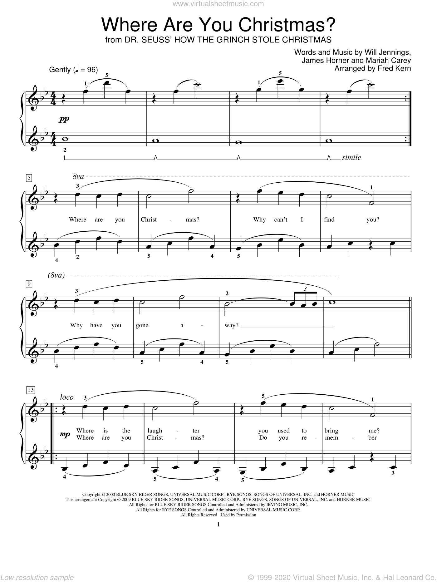 Where Are You Christmas? (arr. Fred Kern) (from How The Grinch Stole Christmas)