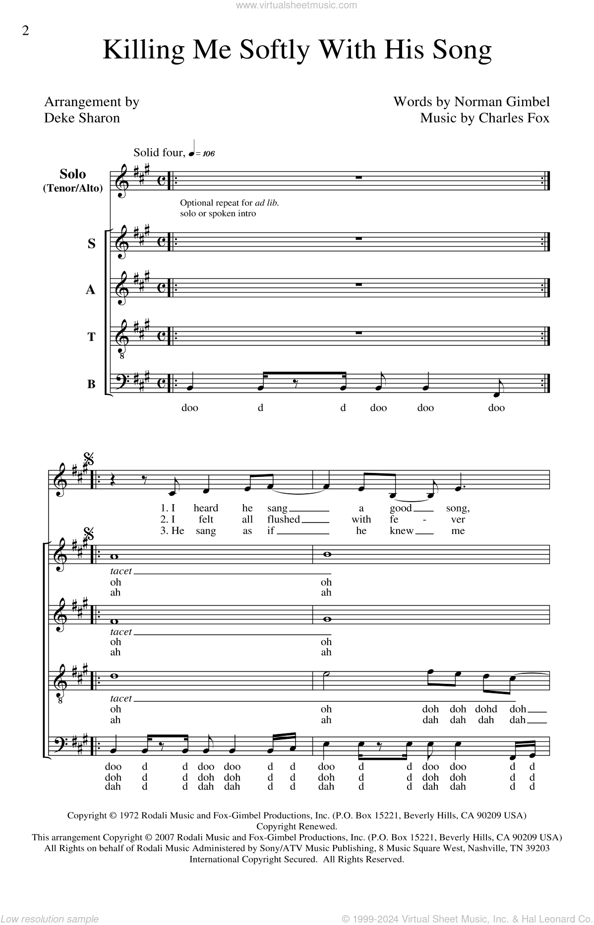 Killing Me Softly With His Song (arr. Deke Sharon)