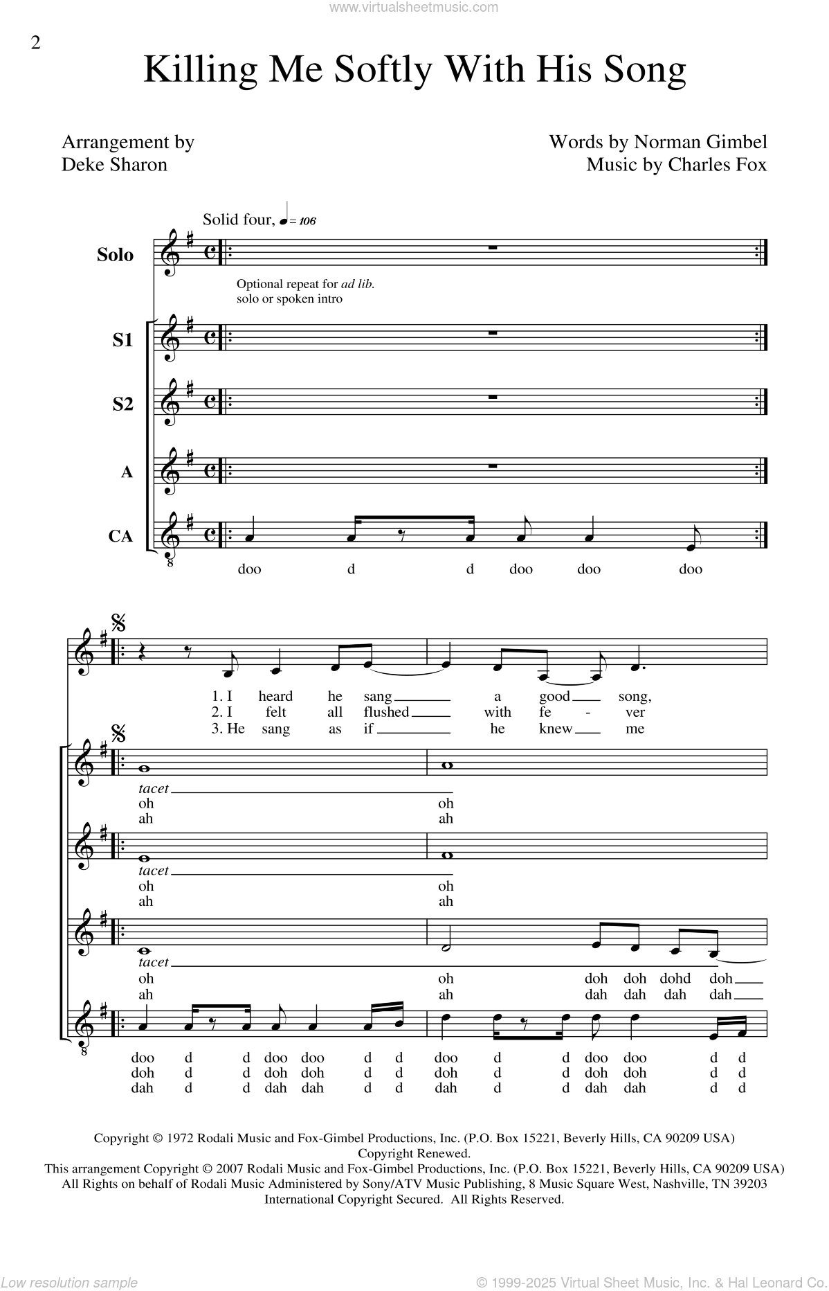 Killing Me Softly With His Song (arr. Deke Sharon)