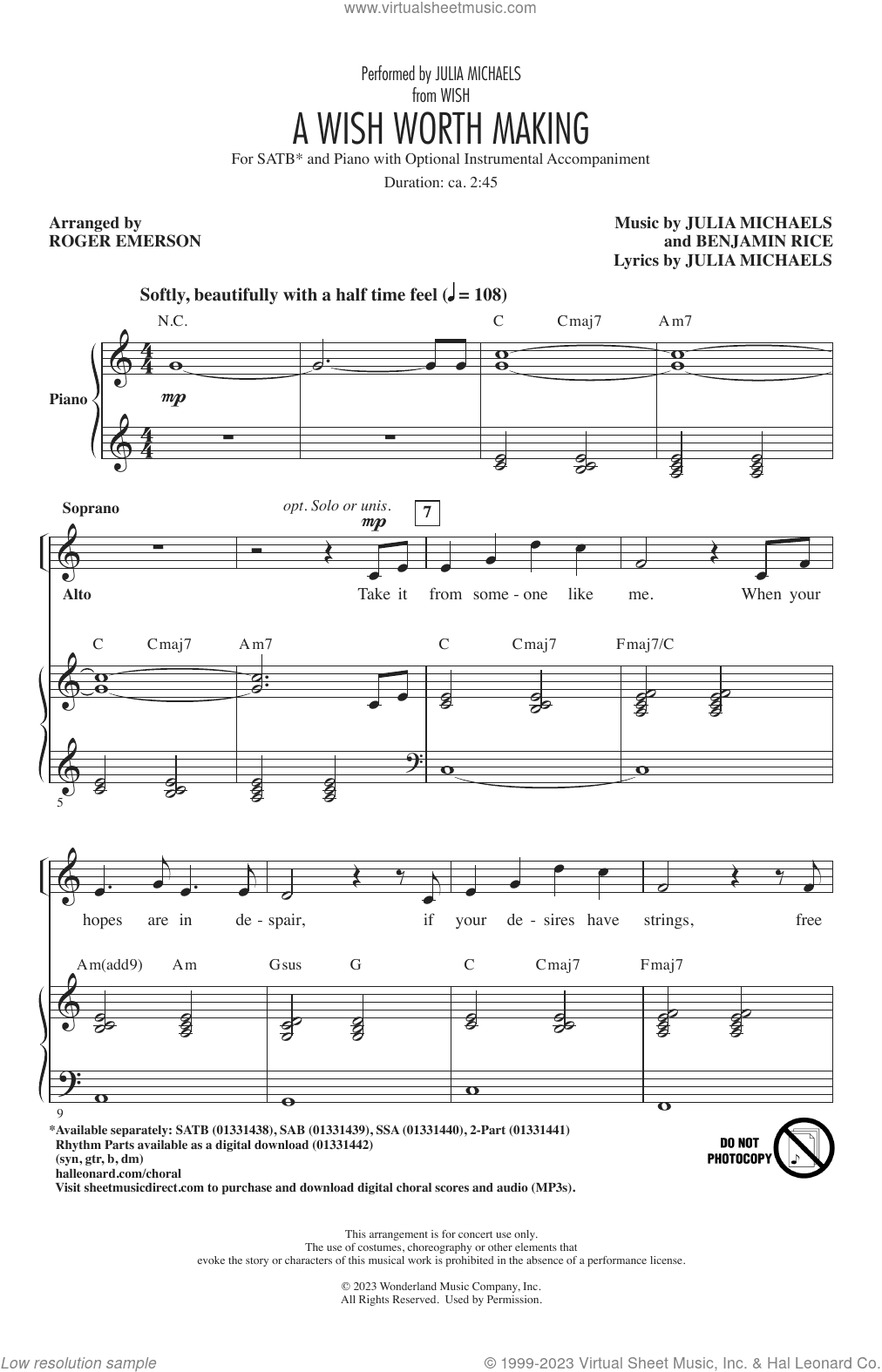 A Wish Worth Making (from Wish) (arr. Roger Emerson)