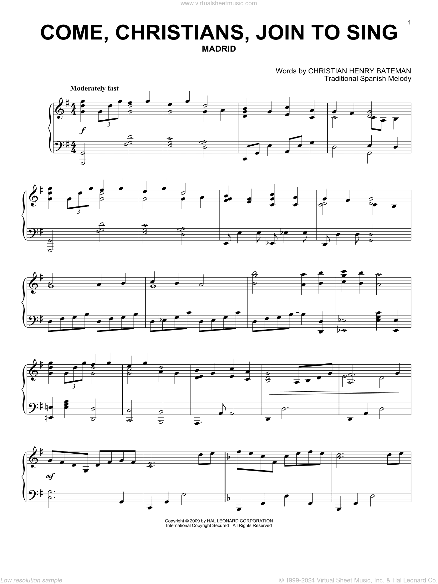 Come, Christians, Join To Sing, (intermediate)