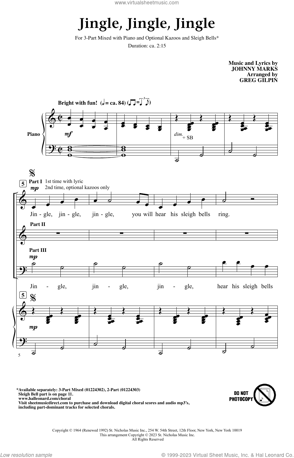 Jingle, Jingle, Jingle (arr. Greg Gilpin)