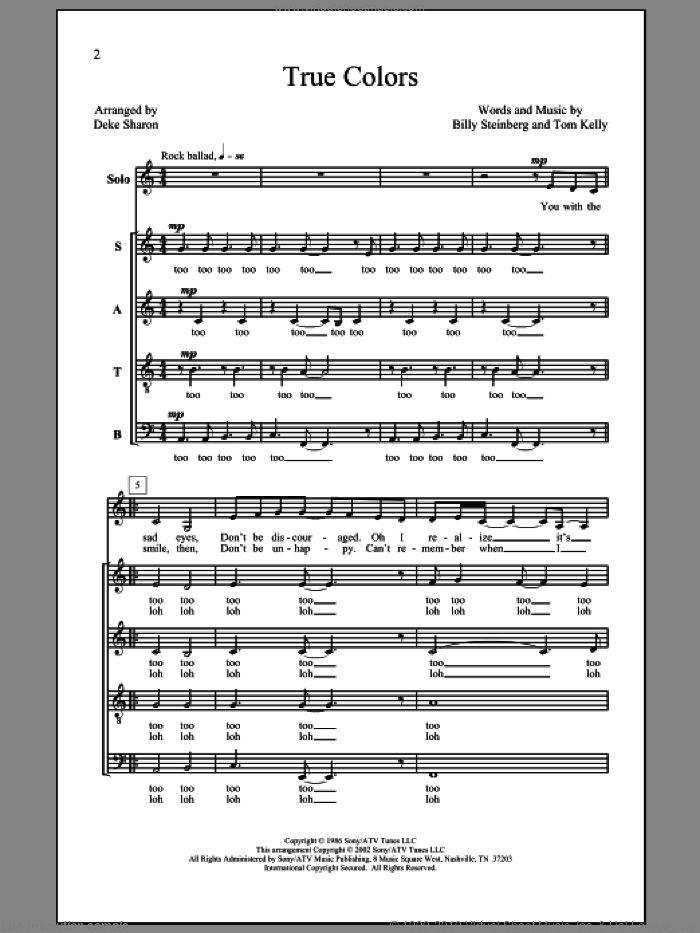 True Colors (arr. Deke Sharon)