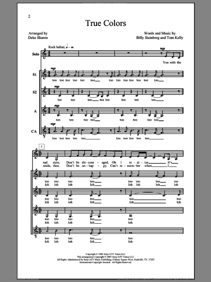 True Colors (arr. Deke Sharon)