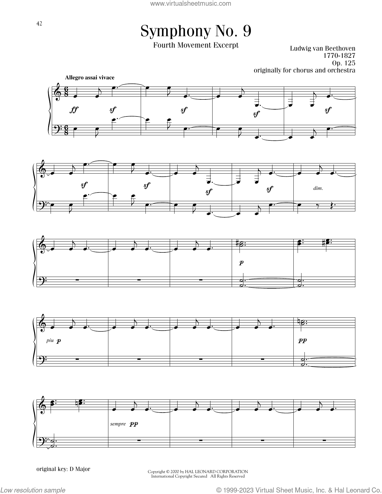 Symphony No. 9, Fourth Movement, (intermediate)