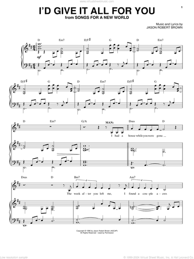 I'd Give It All For You (from Songs for a New World)