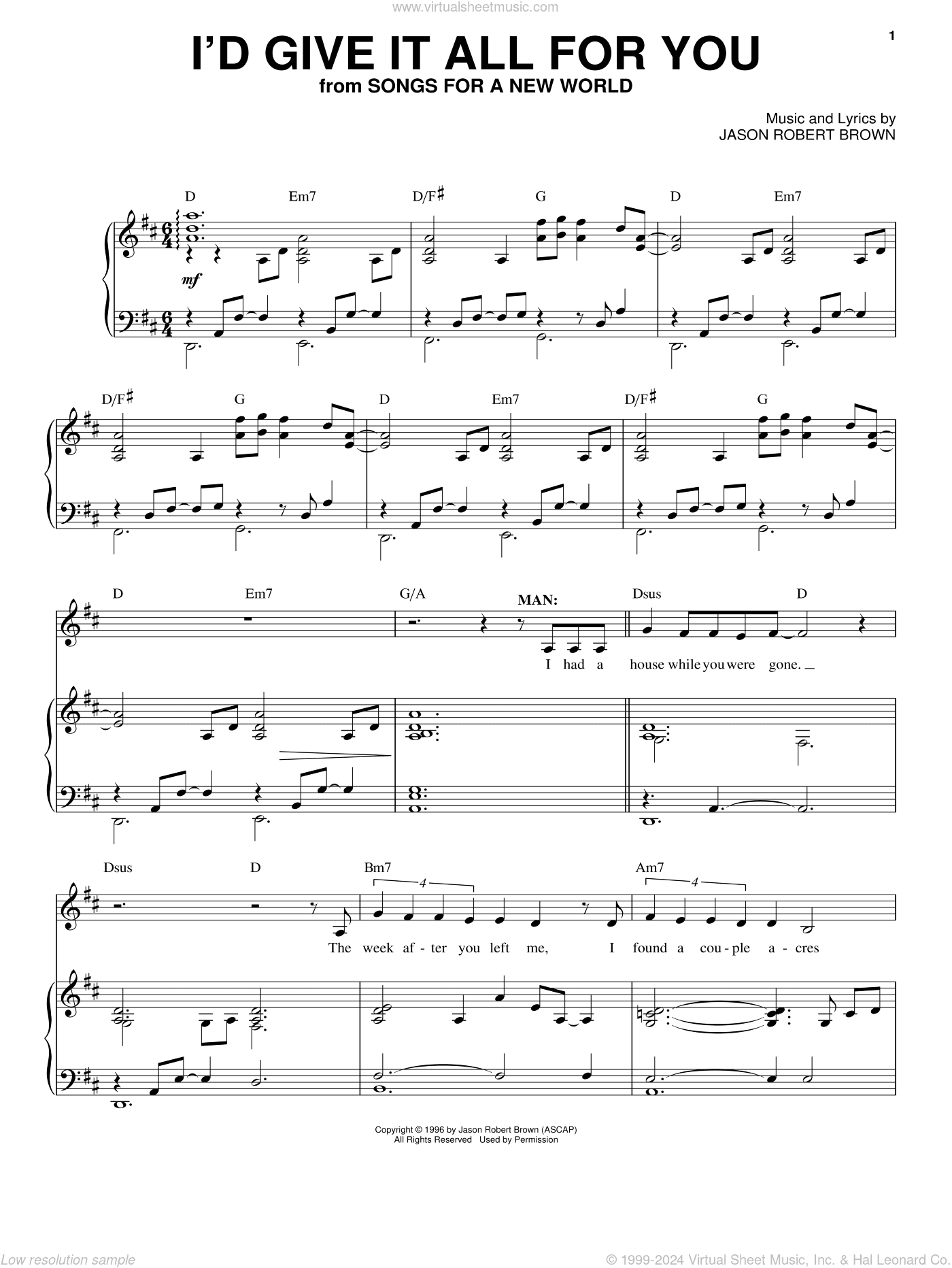 I'd Give It All For You (from Songs for a New World)