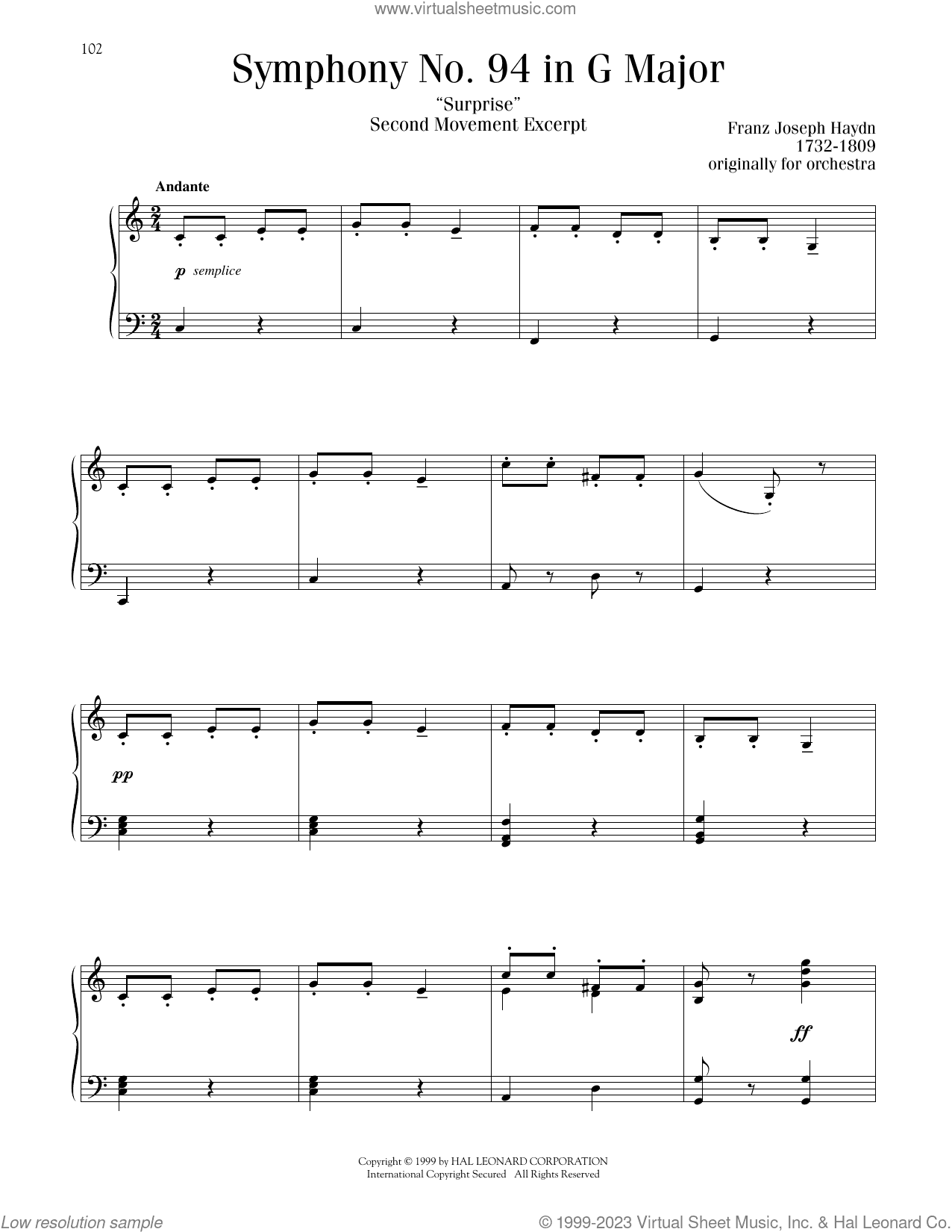 Symphony No. 94 In G Major ("Surprise"), Second Movement Excerpt