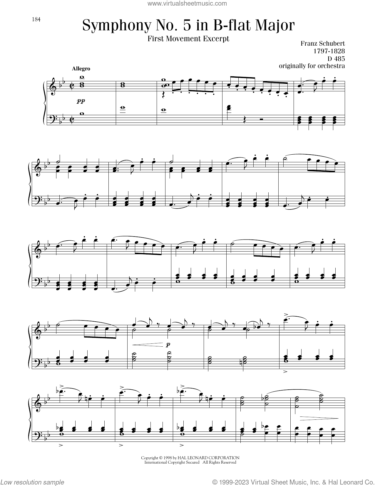 Symphony No. 5 in B-flat Major, First Movement Excerpt
