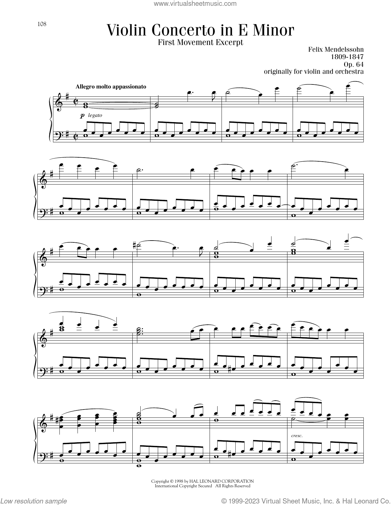 Violin Concerto in E Minor, First Movement Excerpt
