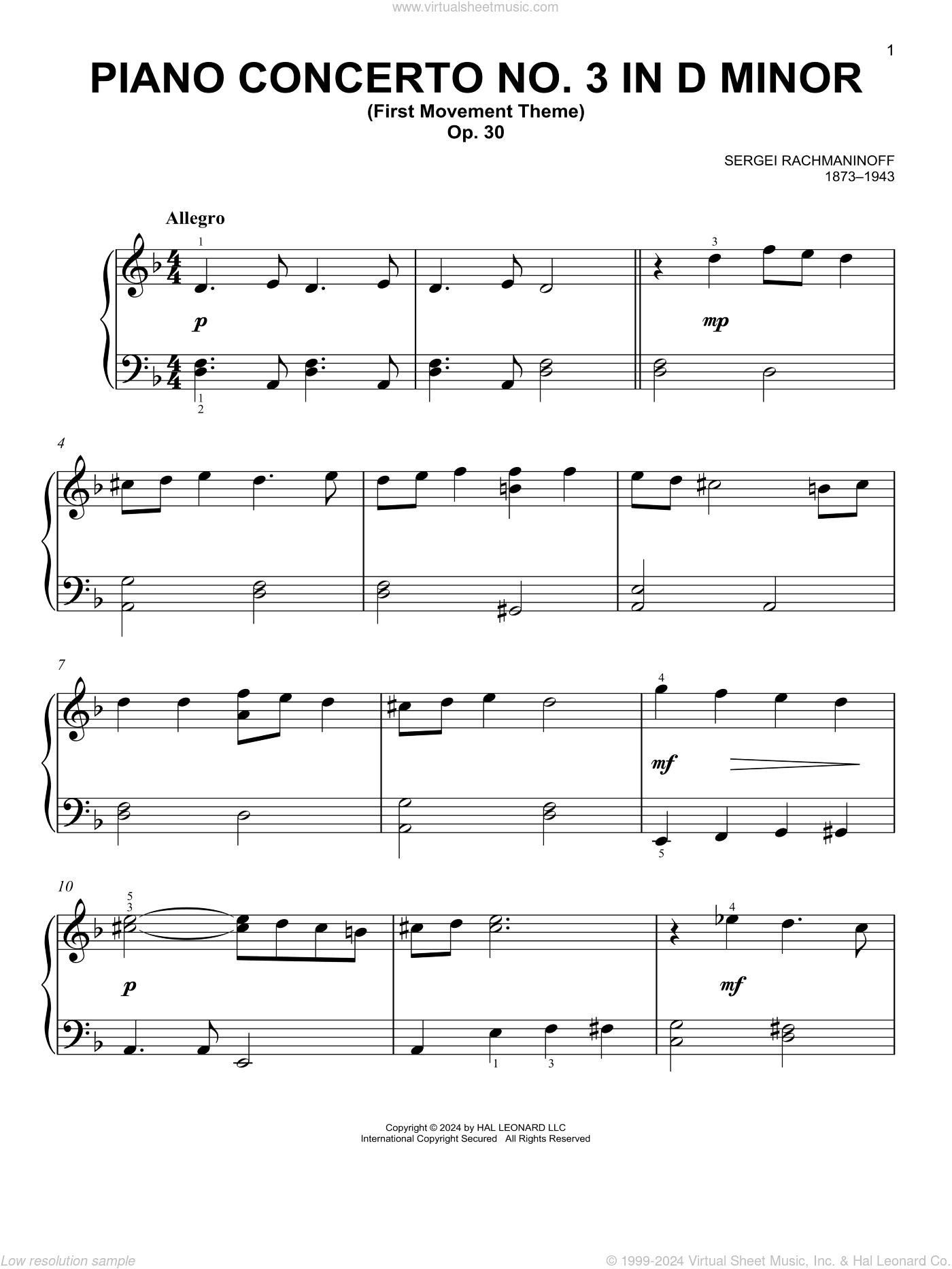 Piano Concerto No. 3 In D Minor, Op. 30