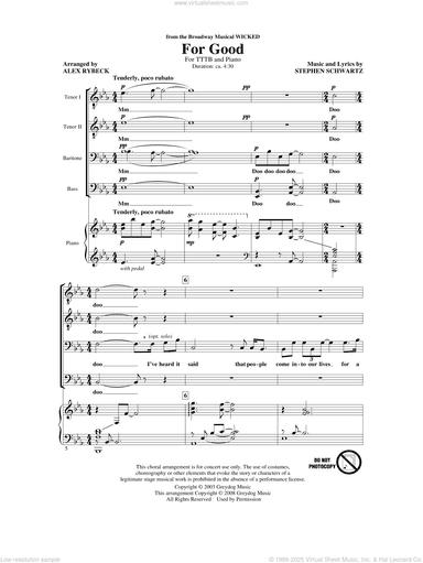 For Good (from Wicked) (arr. Alex Rybeck)
