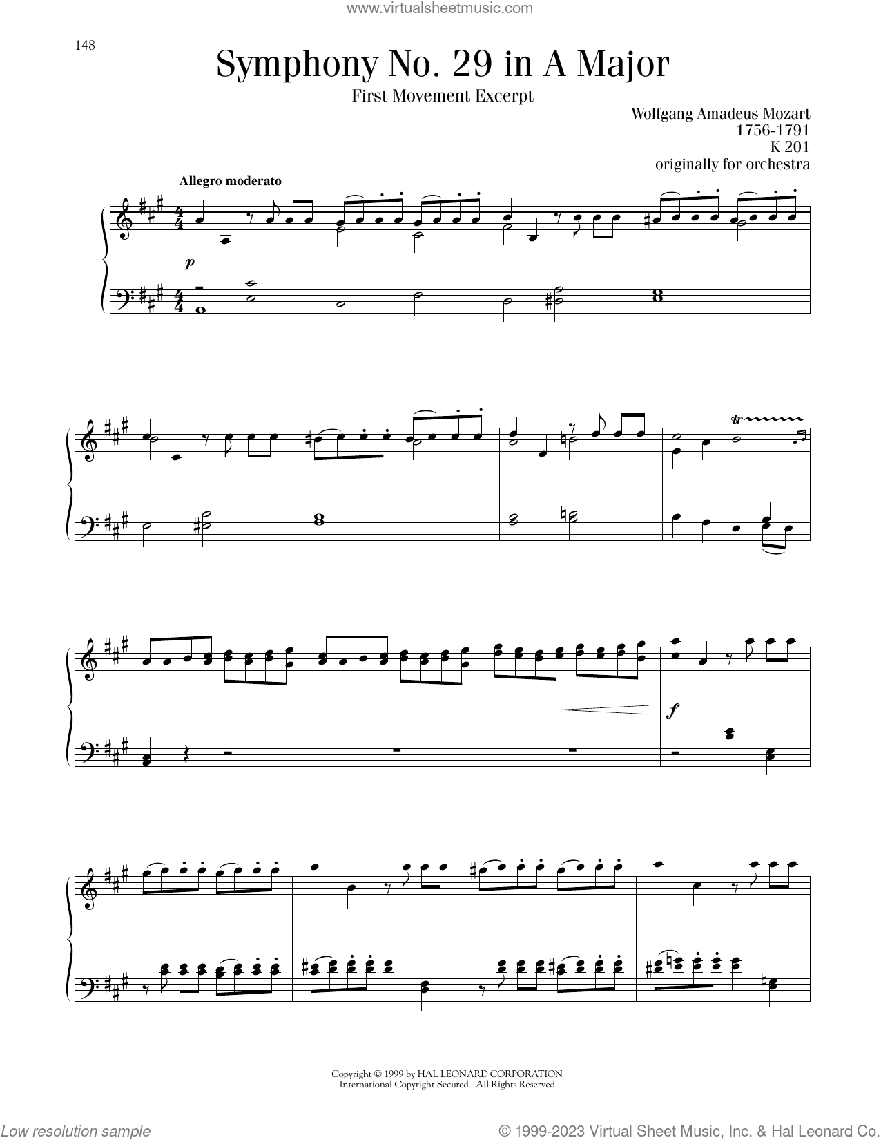 Symphony No. 29, First Movement Excerpt