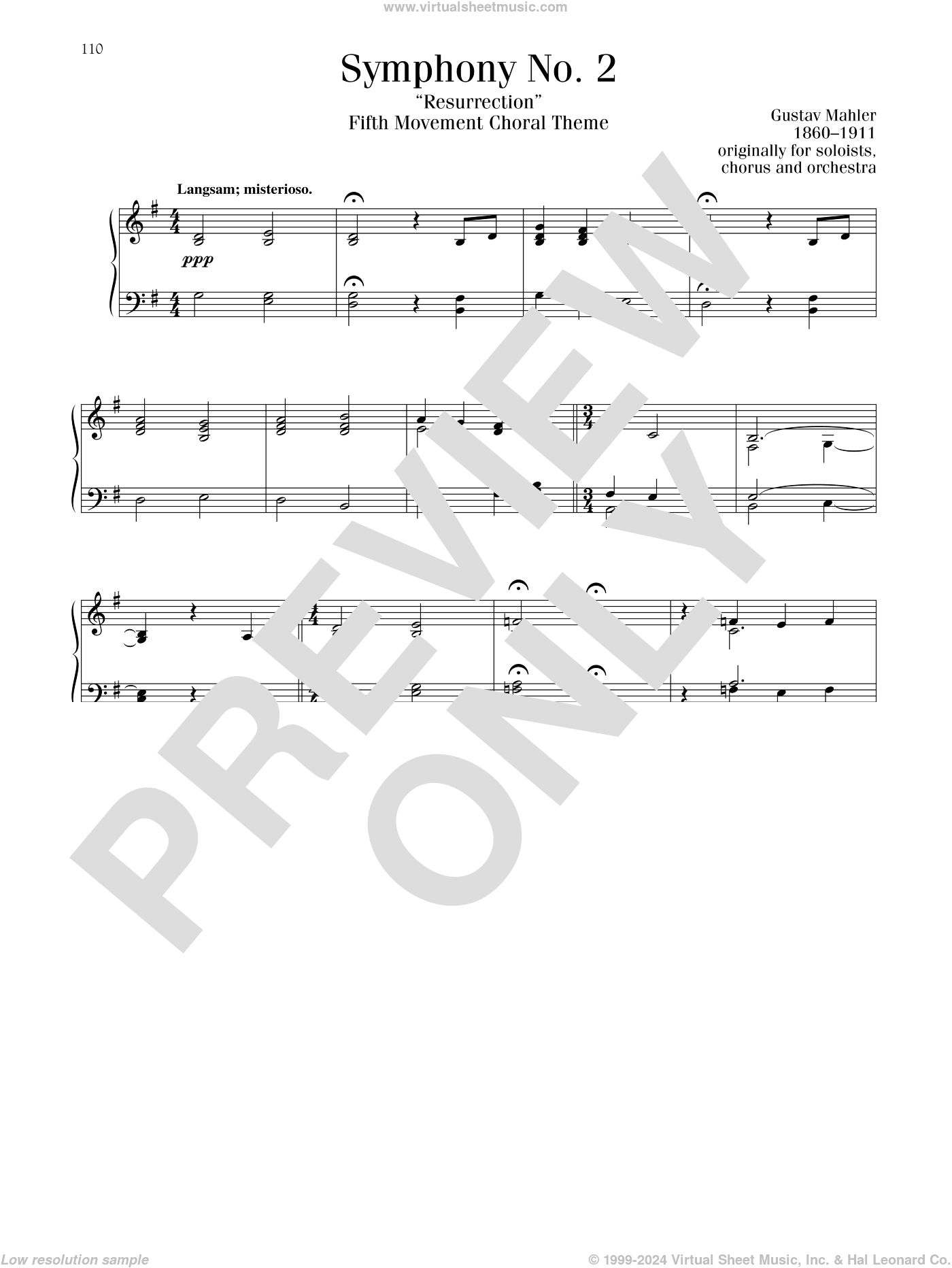 Symphony No. 2 in C Minor ("Resurrection"), Fifth Movement Choral Theme