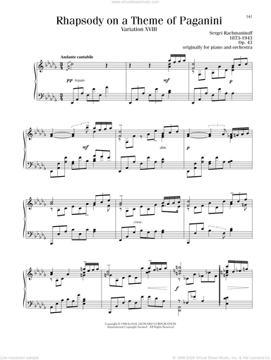 Rhapsody On A Theme Of Paganini, Variation XVIII