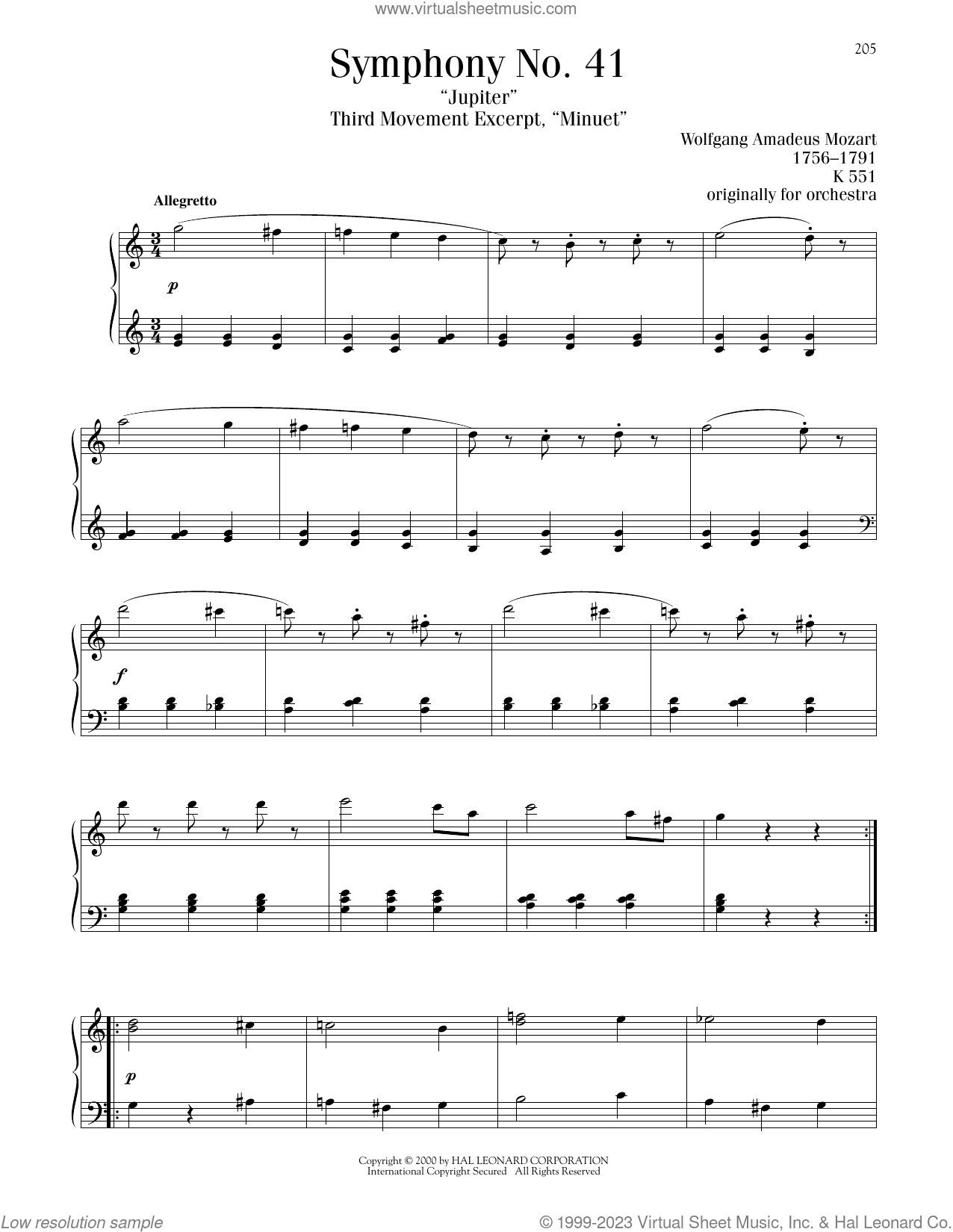 Symphony No. 41 In C Major ("Jupiter"), Third Movement ("Minuet") Excerpt