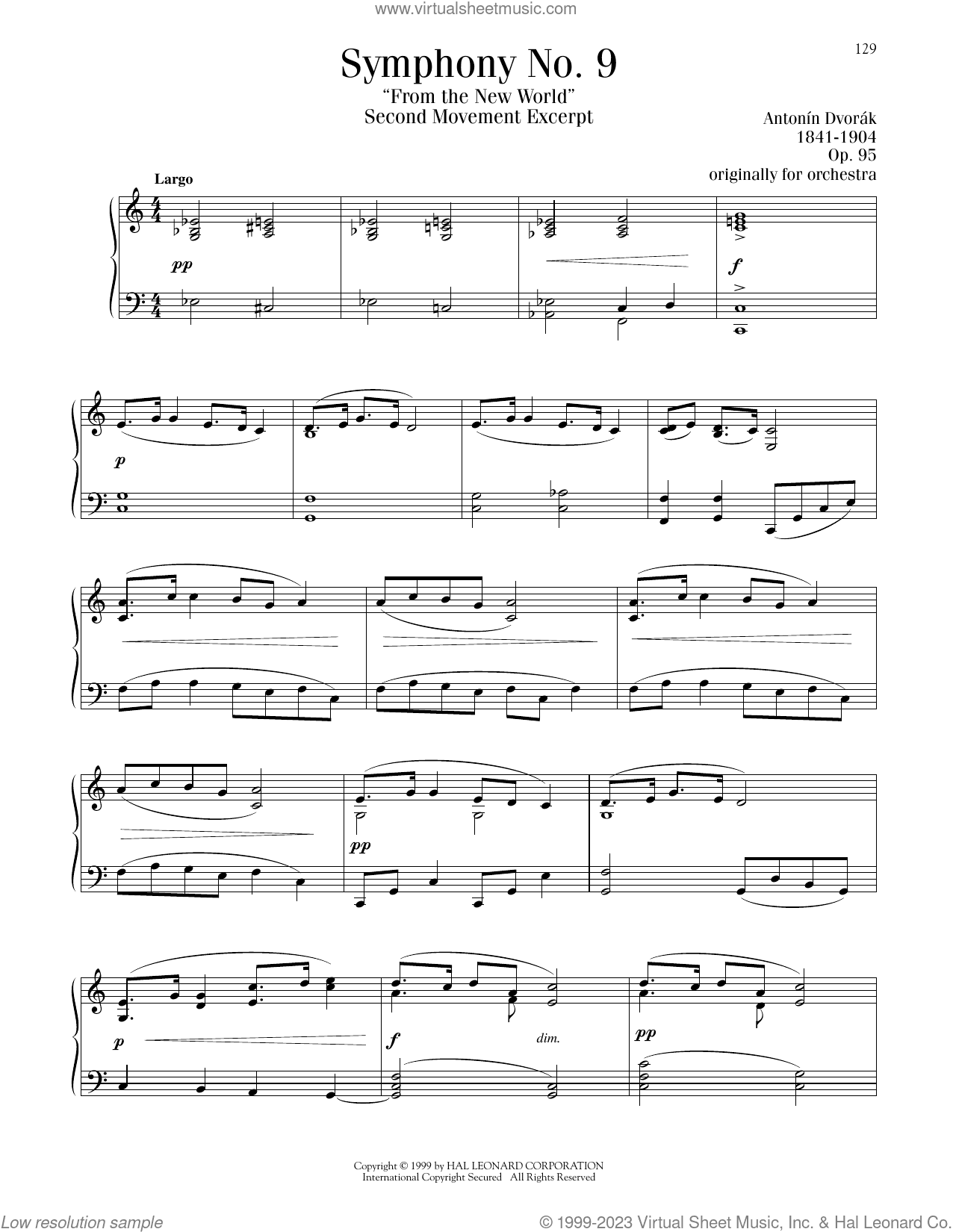 Symphony No. 9 In E Minor ("From The New World"), Second Movement Excerpt