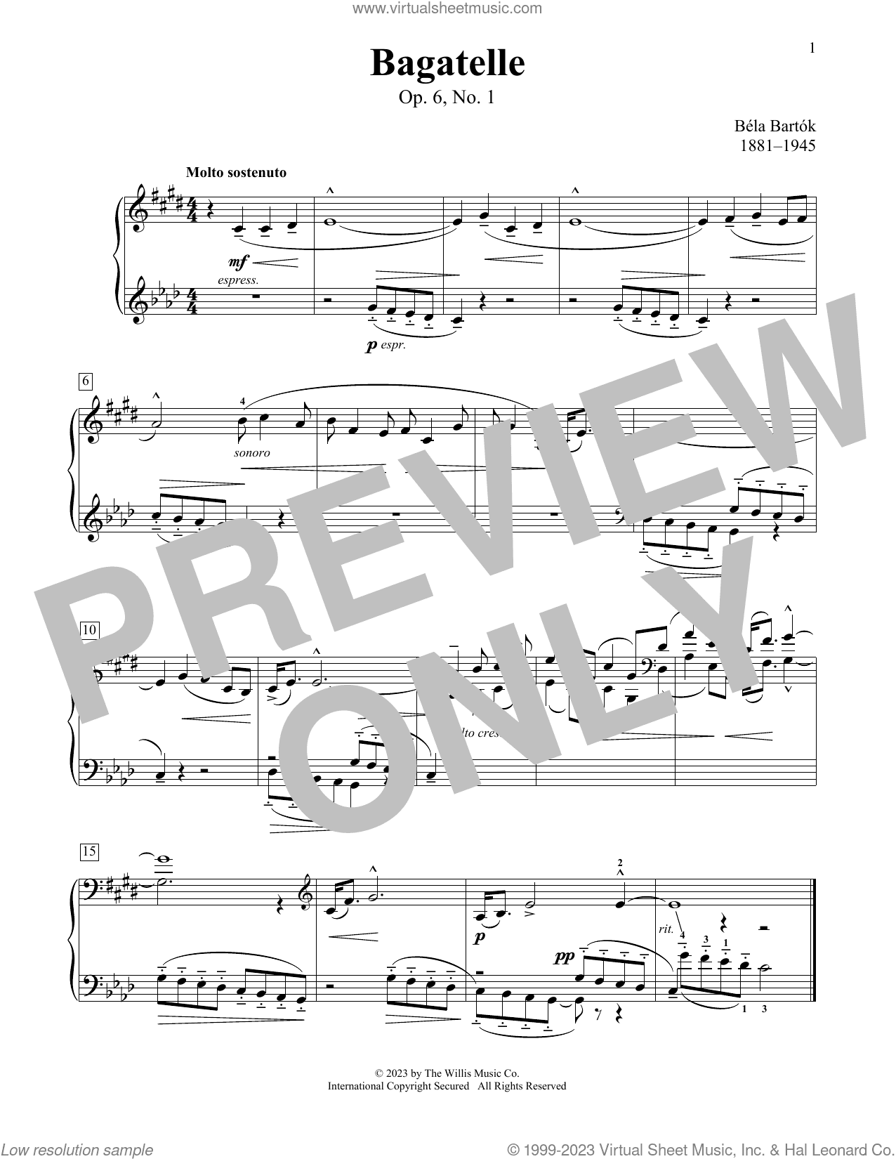 Bagatelle, Op. 6, No. 1