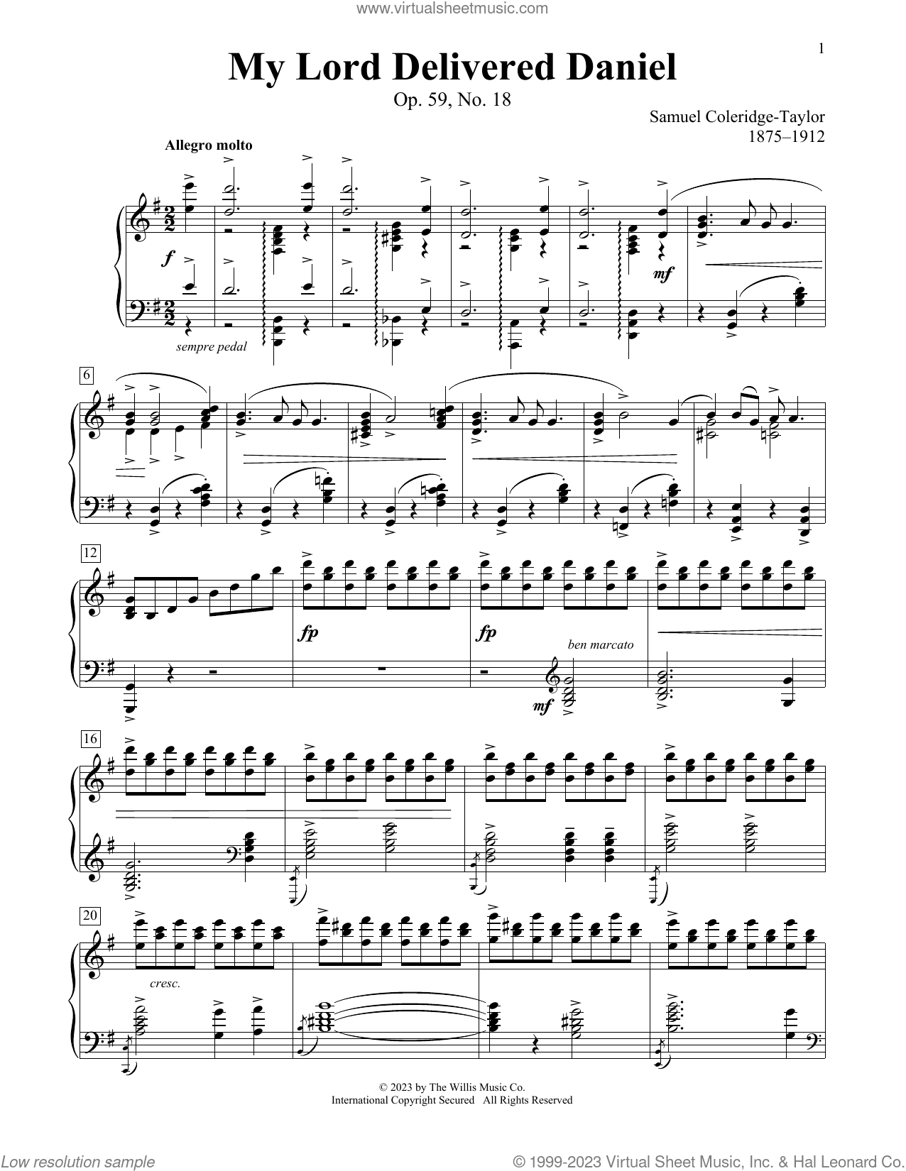 My Lord Delivered Daniel, Op. 59, No. 18