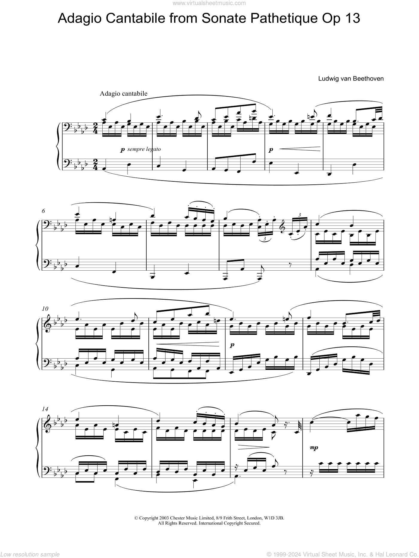Adagio Cantabile from Sonate Pathetique Op 13