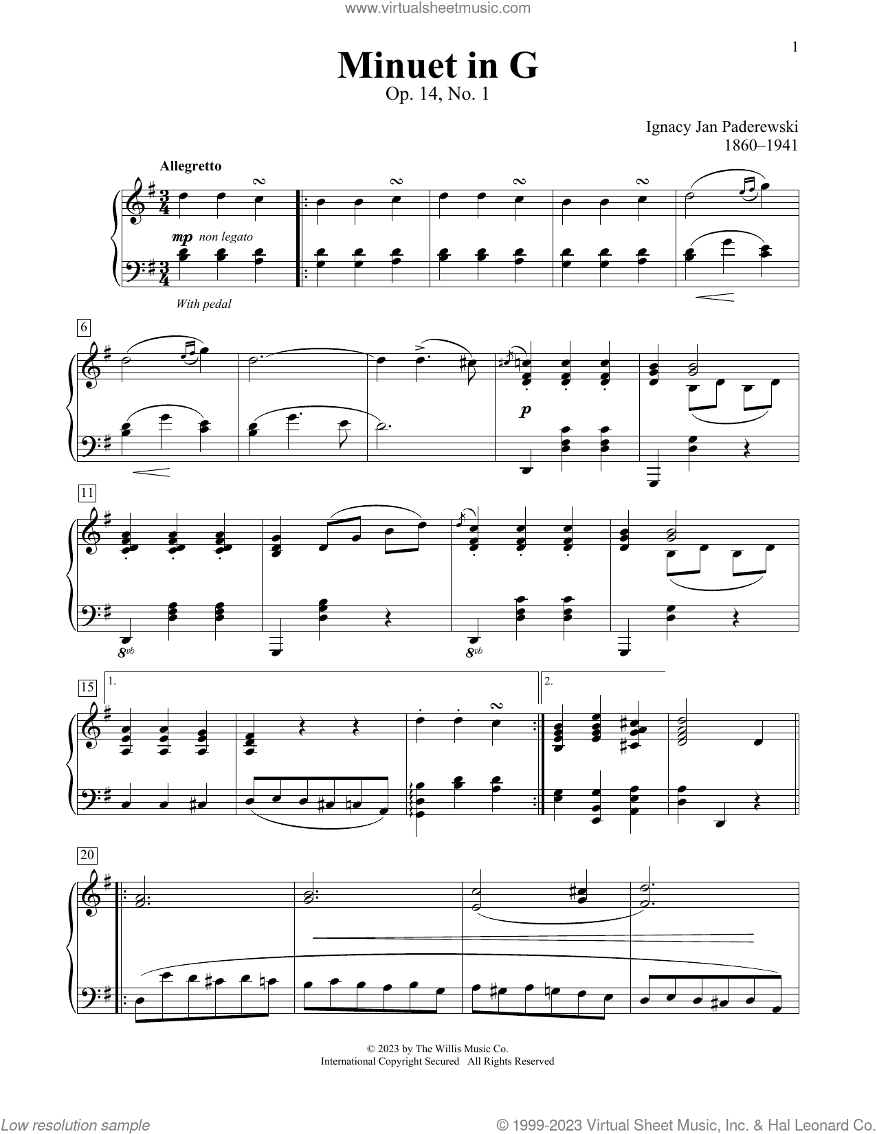 Minuet In G (Menuet), (beginner)