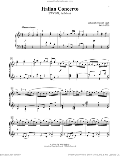 Italian Concerto In F Major, BWV 971
