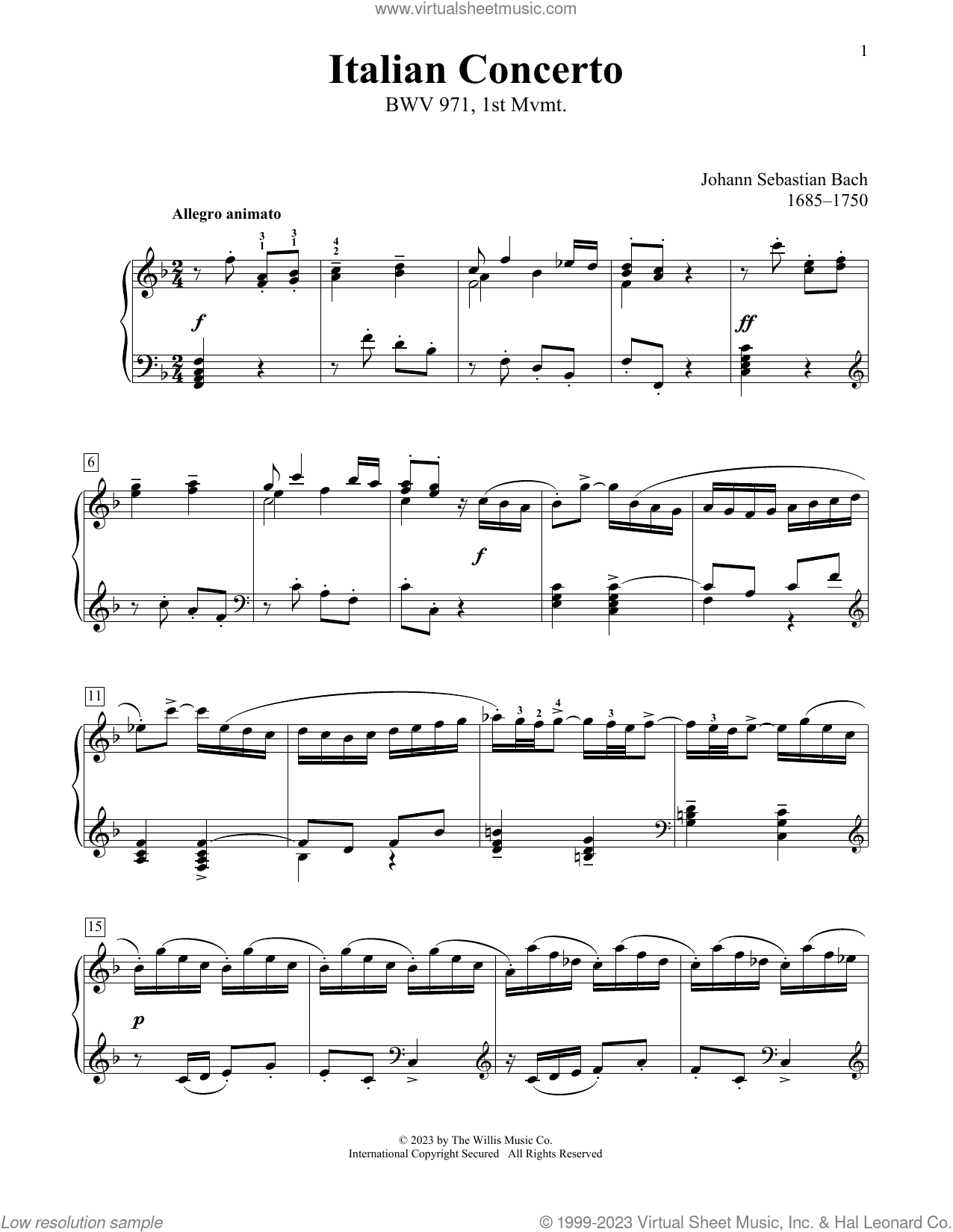 Italian Concerto In F Major, BWV 971