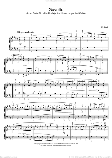 Gavotte (from Suite No. 6 in D Major for Unaccompanied Cello)