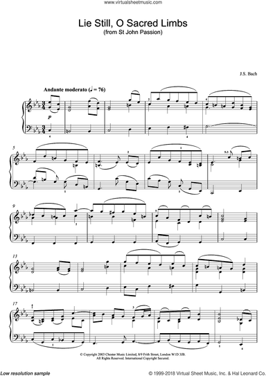 Lie Still, O Sacred Limbs (from St John Passion)